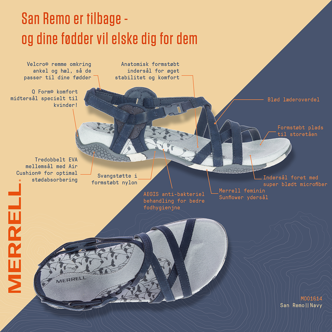 Merrell San Remo II M001614 Navy. Mørk blå damesandal. / trekking sandal. - Nyegaardsko.dk