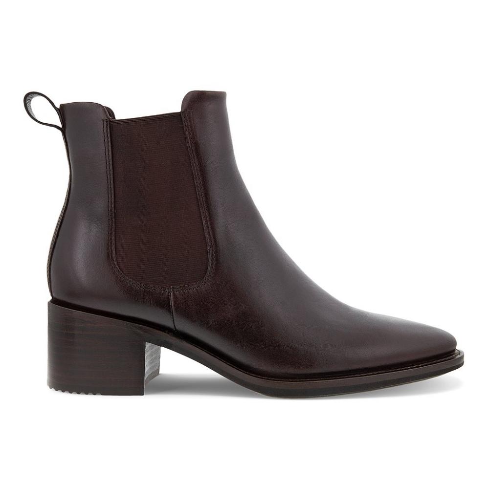 Ecco Shape Sartorelle 2123030117. Elegance og kvalitet, brun damestøvle på 35 mm hæl. - Nyegaardsko.dk
