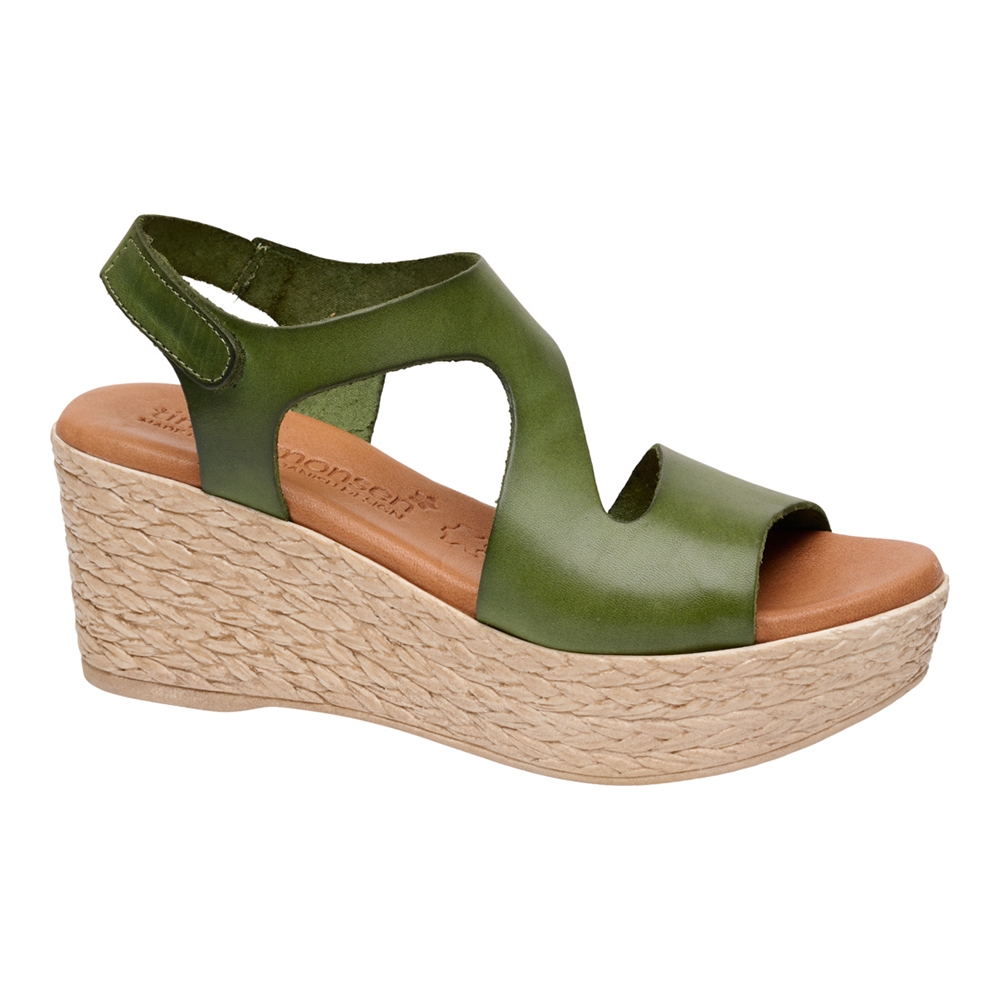 Tim og Simonsen Katia CO1125 Flot sandal med overdel i grøn farvet læder. Velcro som luk og tyk komfort skum fodsengen. - Nyegaardsko.dk